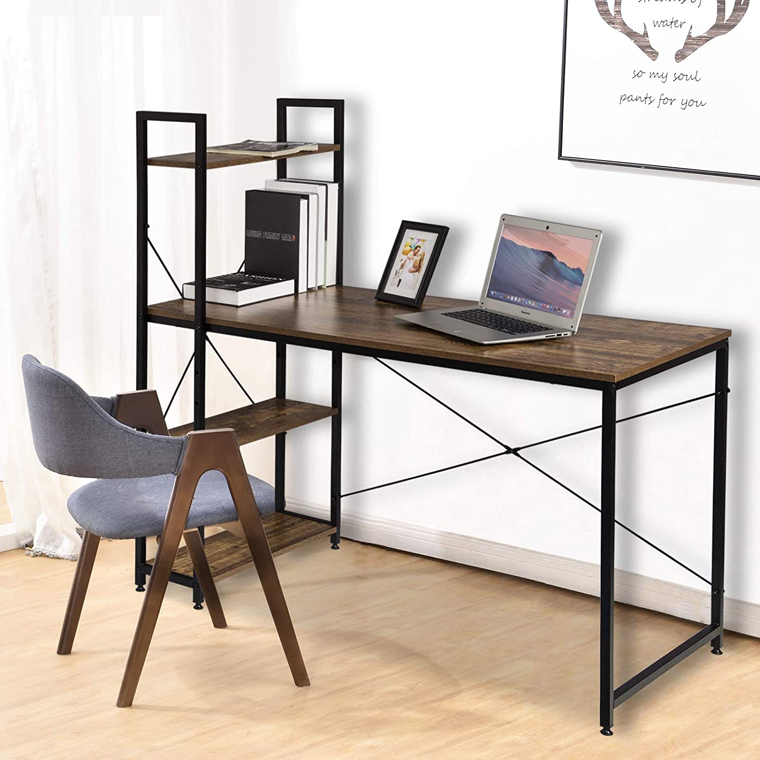scrivania stile industriale scura